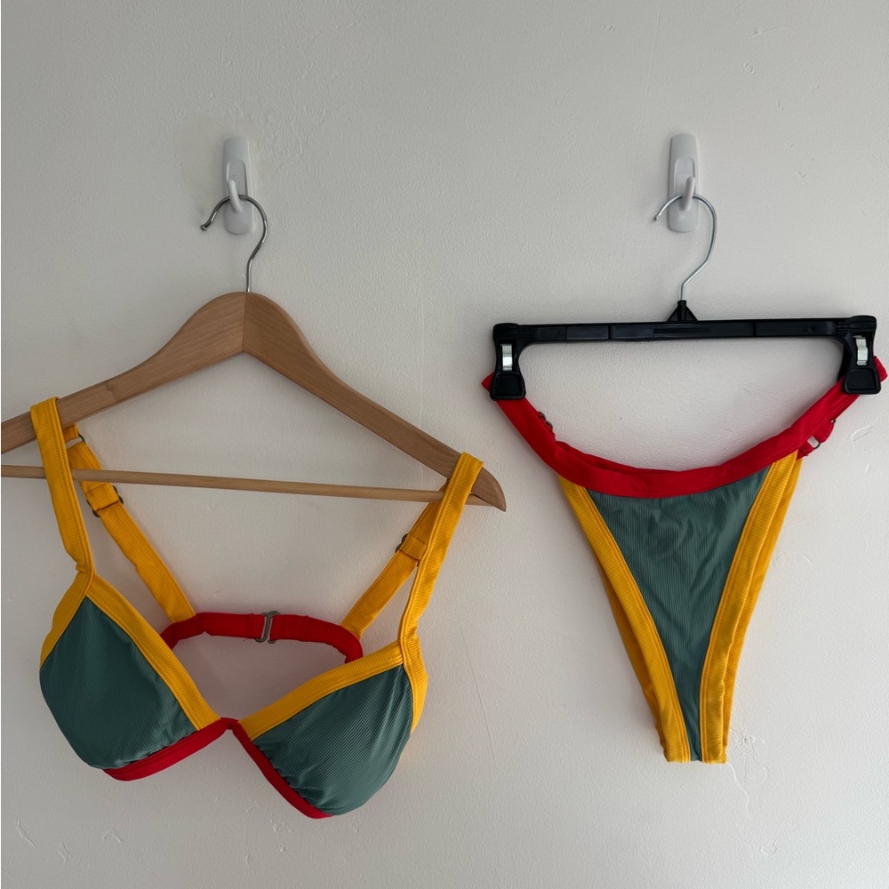 Maaji Green and Yellow Bikini with Color-Blocked Design